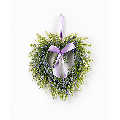 Melrose International Lavender Twig Heart Wreath (Set of 2)