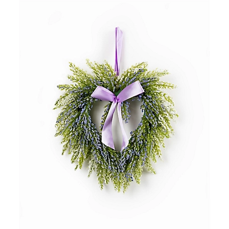 Melrose International 10 in. Lavender Twig Heart Wreath Set, 2 pc.