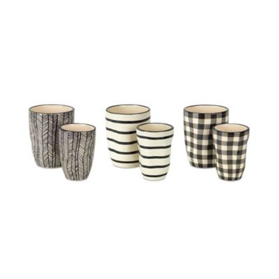 Melrose International Wavy Patterned Planter or Vase (Set of 6)