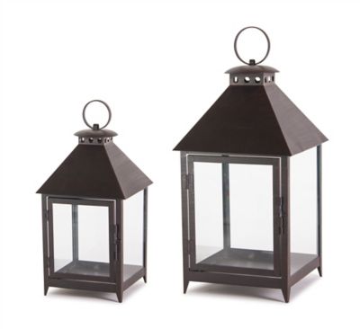 Melrose International Footed Iron Metal Lantern (Set of 2), 77580DS