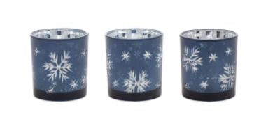 Melrose International 3 in. Frosted Votive Candle Holder with Snowflake Design (Set of 3), 77593DS