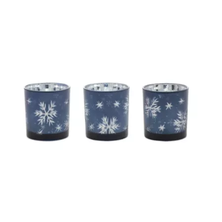 Melrose International 77593DS Frosted Votive Candle Holder with Snowflake Design (Set of 3) Candle Holders