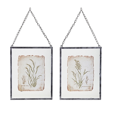 Melrose International Metal Framed Grass Print Under Glass (Set of 2)