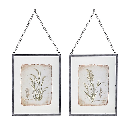 Melrose International Metal Framed Grass Print Under Glass (Set of 2)