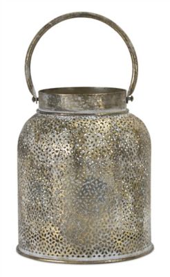 Melrose International Punched Bronze Metal Candle Holder (Set of 2), 78446DS