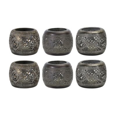 Melrose International Ornamental Punched Metal Candle Holder (Set of 6)