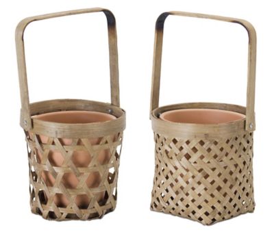 Melrose International Woven Bamboo Basket with Terra Cotta Pot Insert (Set of 6)