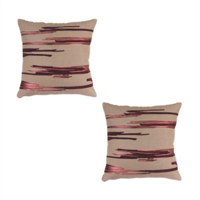 Melrose International Ribbon Embroidered Cotton Pillow (Set of 2)