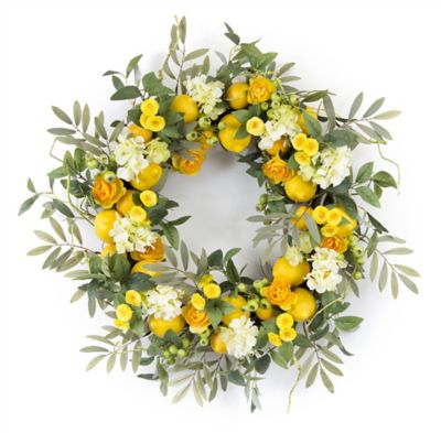 Melrose International 28 in. Lemon Floral Wreath