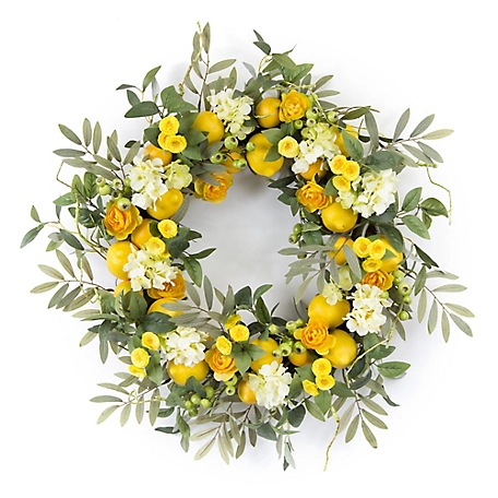 Melrose International 28 in. Lemon Floral Wreath