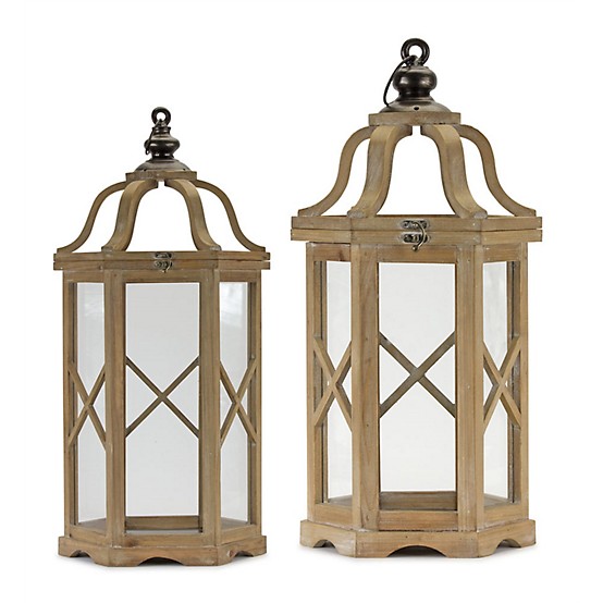 Melrose International Natural Lantern - Set of 2 Melrose International Natural Lantern - Set of 2