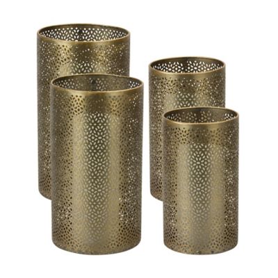 Melrose International Ornamental Punched Metal Candle Holder (Set of 4), 80829DS