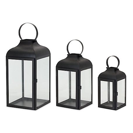 Melrose International Modern Metal Lantern with Curved Top (Set of 2), 81584