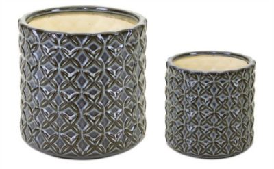 Melrose International 6.6 lb. Ceramic Geometric Pattern Pots, 2 pc.