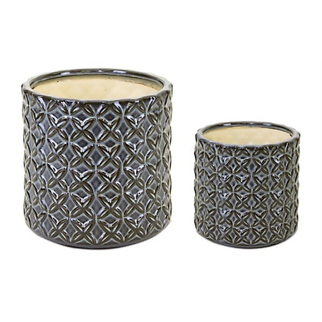 Melrose International 6.6 lb. Ceramic Geometric Pattern Pots, 2 pc.