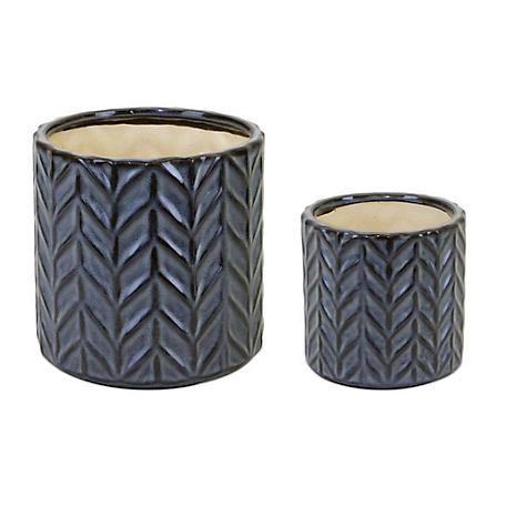 Melrose International 6.6 lb. Ceramic Geometric Pattern Pots, 2 pc.
