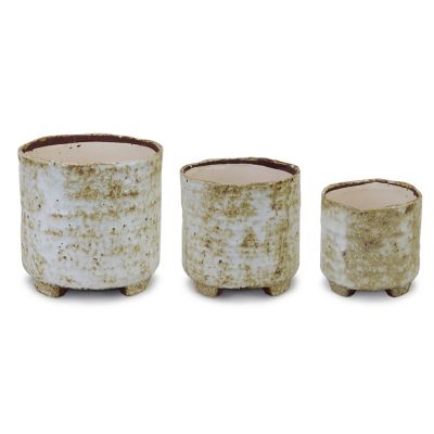 Melrose International Rustic Terra Cotta ft.ed Planter (Set of 3)