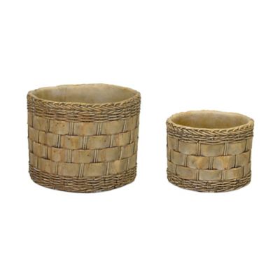 Melrose International Woven Basket Design Resin Planter (Set of 2)