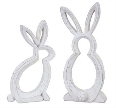 Melrose International Carved Stone Bunny Outline Decor (Set of 2), 82240