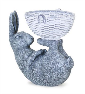 Melrose International Laying Rabbit Figurine with Basket Accent