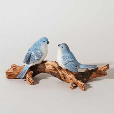 Image showing  9 in. x 4 in. Natural Blue Birds on Branch Figurine