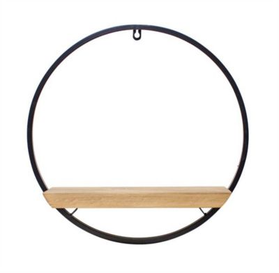 Melrose International Wood Circle Shelf in Metal Frame