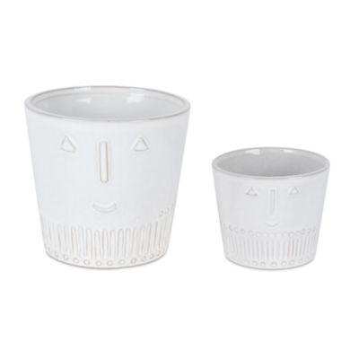 Melrose International Porcelain Face Planter (Set of 2)