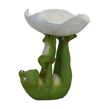 Melrose International Garden Frogs with Leaf Bowl Statue, 82671