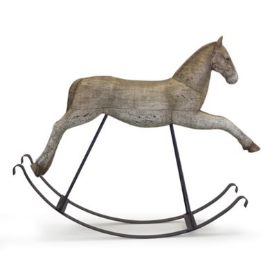 Melrose International Rustic Rocking Horse Decor with Metal Stand