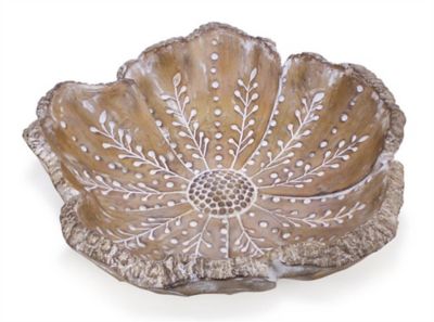 Melrose International Carved Wood Design Flower Bowl