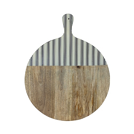 Melrose International 18 in. x 22 in. Natural Mango Wood Cutting Board with Stripe Accent