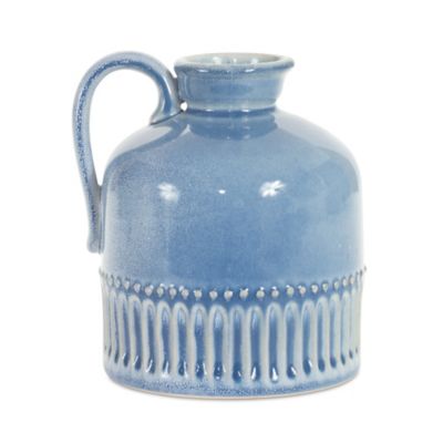 Melrose International 6 in. Mini Ceramic Jug Vase with Handle (Set of 2)