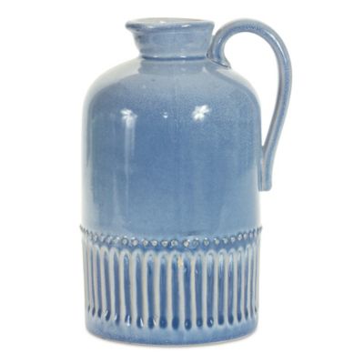 Melrose International 8 in. Mini Ceramic Jug Vase with Handle (Set of 2)