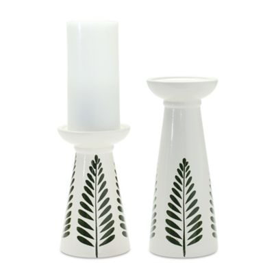 Melrose International Ceramic Candle Holder (Set of 2), 7 in. 10 in.