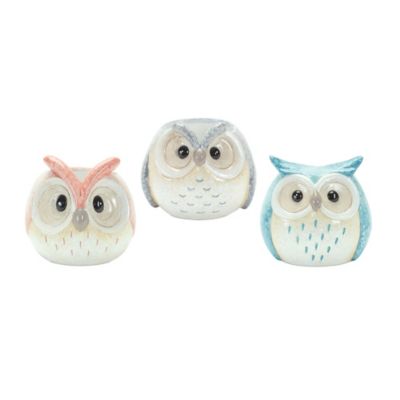 Melrose International Whimsical Pastel Terra Cotta Owl Figurine (Set of 12)