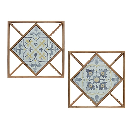 Melrose International Framed Ornamental Wall Tile (Set of 2)
