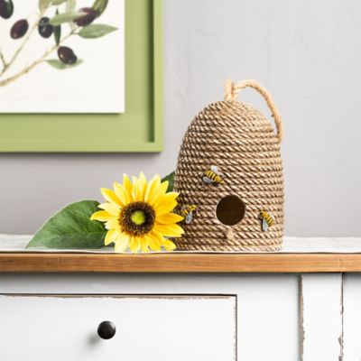 Image showing  Hanging Bee Hive Bird House with Rope Accent