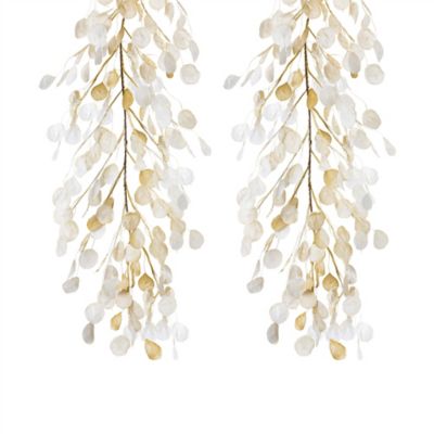 Melrose International 66 in. Ivory Silver Dollar Eucalyptus Garland Set, 2 pc.