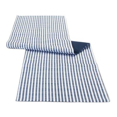 Melrose International Blue and White Striped Dining Table Runner