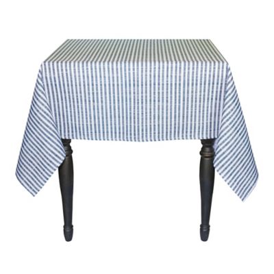 Melrose International Blue and White Striped Dining Table Cloth