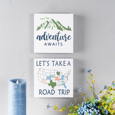 Image showing  Wood Adventure Block Sentiment Sign (Set of 4)
