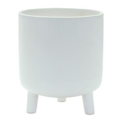 Melrose International Ribbed Stone Footed Planter