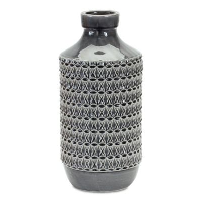 Melrose International Geometric Terra Cotta Vase with Black Finish