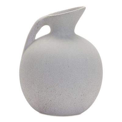 Melrose International 9 in. Modern White Clay Pitcher Vase