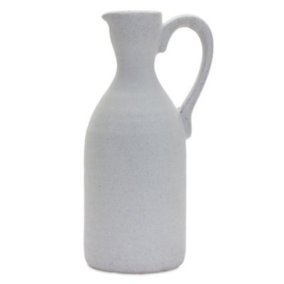 Melrose International 13 in. Modern White Clay Pitcher Vase