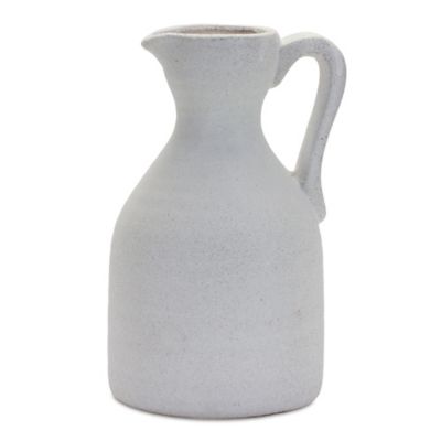 Melrose International 10 in. Modern White Clay Pitcher Vase