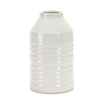 Melrose International Terra Cotta Floor Vase with Navy Criss Cross Pattern 24.75