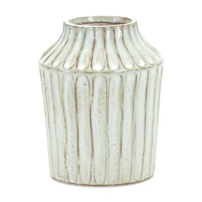 Melrose International Rustic Carved Clay Vase