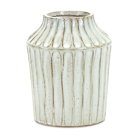Melrose International Rustic Carved Clay Vase