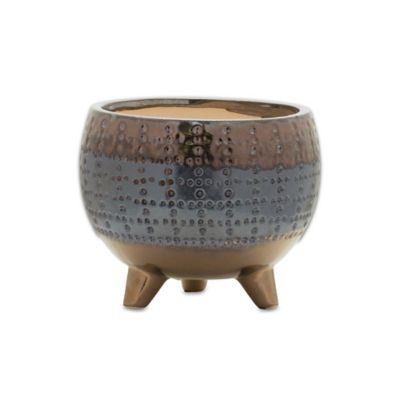 Image showing  Dotted Ceramic Planter with Pewter Accent